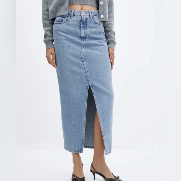 Mango Dresses & Skirts - Mango Blue Split Denim Maxi Skirt Size Large